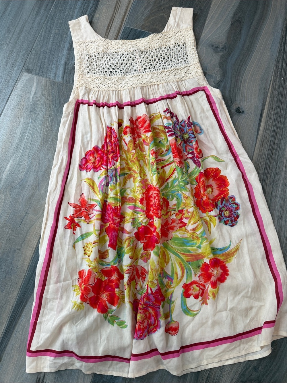 Free people  Floral Sundress with Crochet Yoke